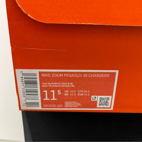 NIKE LA Chargers Zoom Pegasus 39 runners | powder blue 11.5 MSRP $130 DR2050-400 main image 4